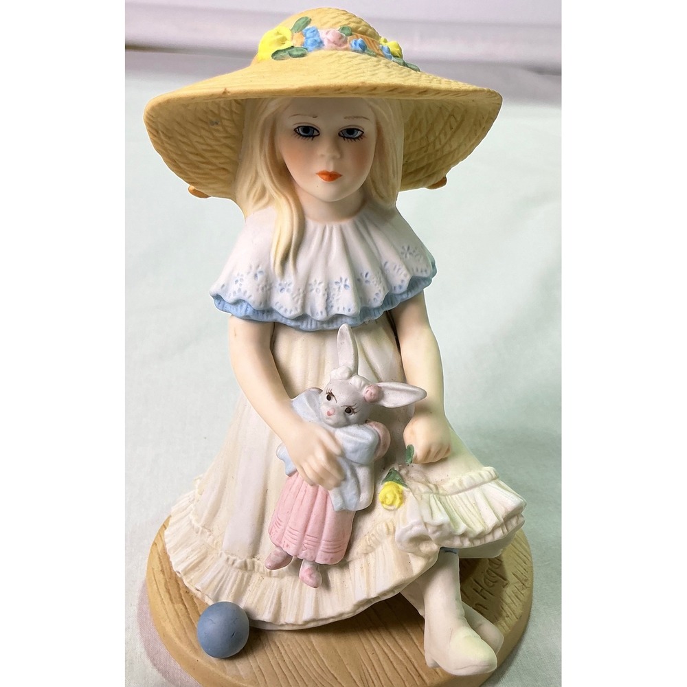 Vintage Jan Hagara April Girl Bunny Figurine Royal Orleans 1989